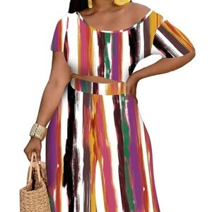 Colorful Printed Wide Leg Pant Set